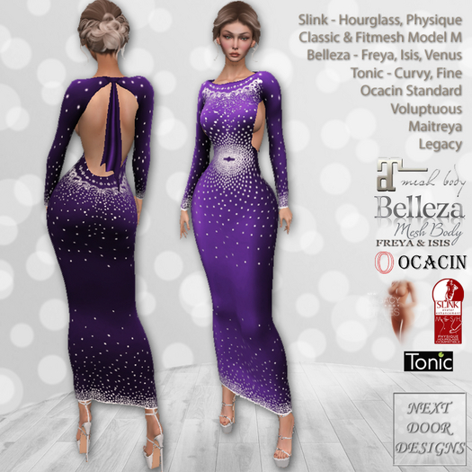 Celebrate Gown Purple: Belleza Venus Isis Freya, Maitreya, Legacy, Slink Hourglass Physique, Tonic Curvy Fine, Ocacin