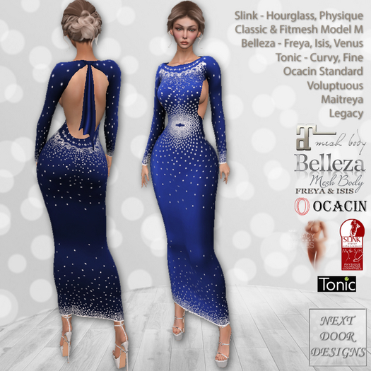 Celebrate Gown Blue: Belleza Venus Isis Freya, Maitreya, Legacy, Slink Hourglass Physique, Tonic Curvy Fine, Ocacin