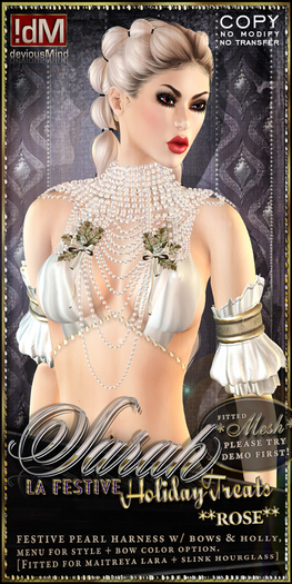 !dM deviousMind "Sarah La Festive" **ROSE** Holiday Pearls