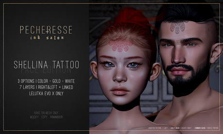 Second Life Marketplace - pecheresse. shellina tattoo (face edition) evox
