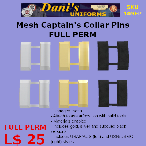 Mesh Captain Collar Pin FULL PERM