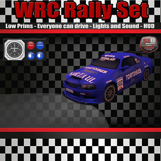 SLD Racing System - WRC Rally Car Model 3 + HUD - Low Prims - Lights Sounds Public Drive 
