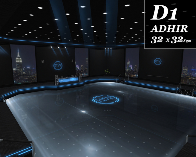 D1 - [Blue Neon Tintable whit HUD] - Disco Dance Club 32x32 - [ADHIR] - BOX