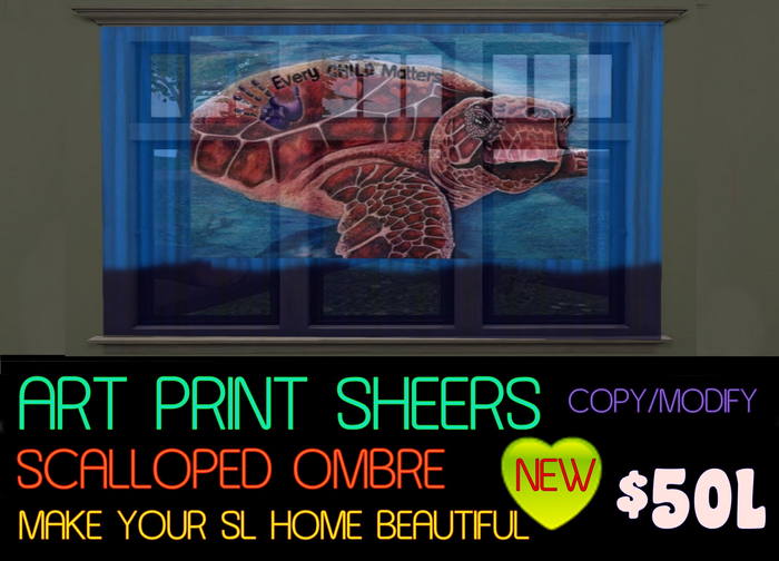 OMBRE 2 TONE SCALLOPED SHEERS-EVERY CHILD MATTERS SEA TURTLE