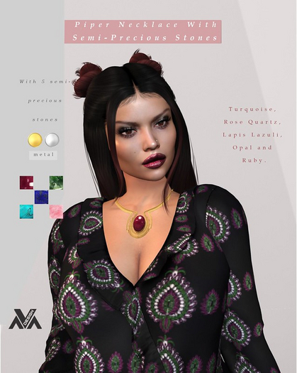 Ava Design//Piper Necklace With Semi-Precious Hud Driven/