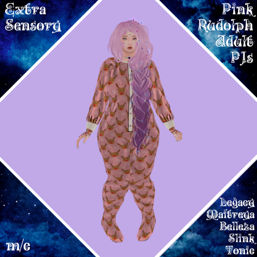 ~ES~ Pink Rudolph PJs Adult
