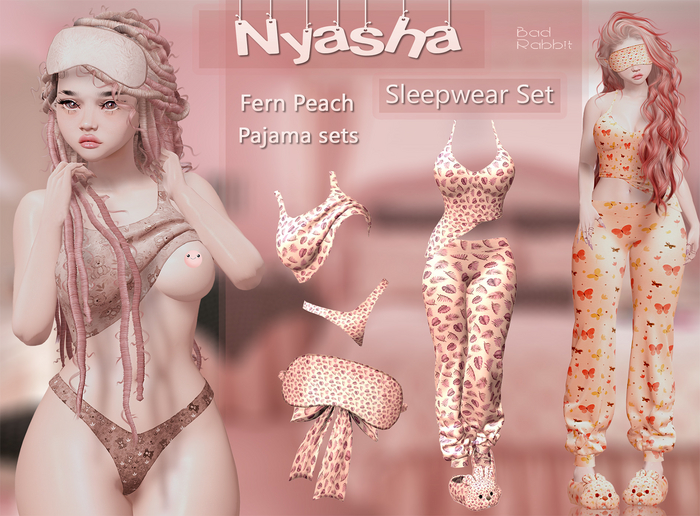 .:Bad Rabbit:. Nyasha Sleepwear Set Fern Peach