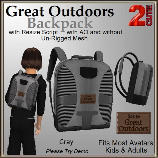 Great Outdoors Backpack [2cute] Gray