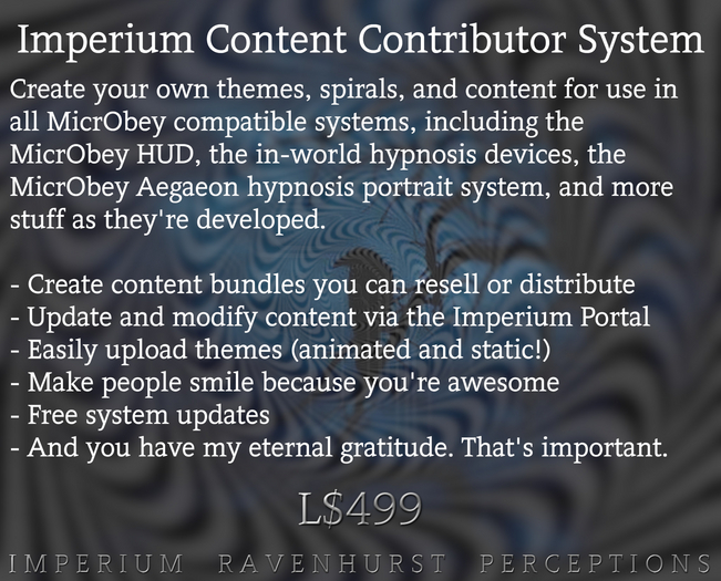 Imperium Content Contributor System - Everything Needed To Create Themes And Content For MicrObey Compatible Systems