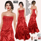 STRAPLESS GATHERED SKIRT GOWN,CL&MESH BODY