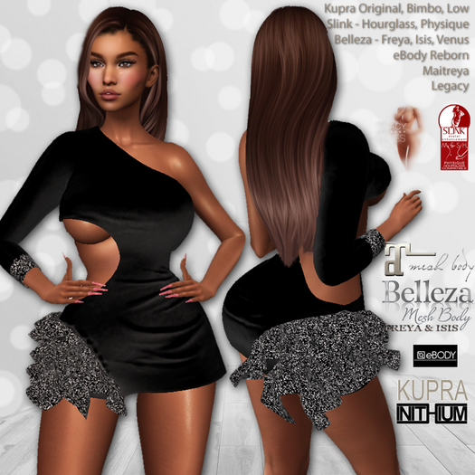 Party Dress Black: Belleza Venus Isis Freya, Kupra, eBody, Maitreya, Legacy, Slink Hourglass Physique, Tonic Curvy Fine