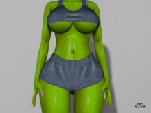 TalboT - Blue Jeans Top + Shorts- Kupra