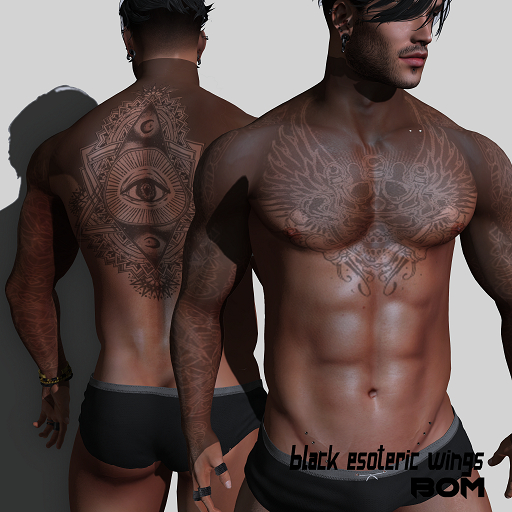 Black Esoteric Wings  Tattoo