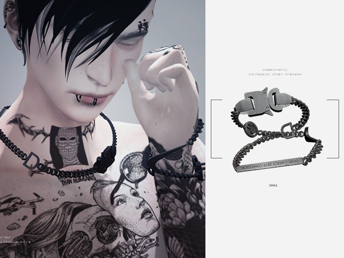 [Dope+Mercy]Confession Chain Bracelet_smile(Black)ADD