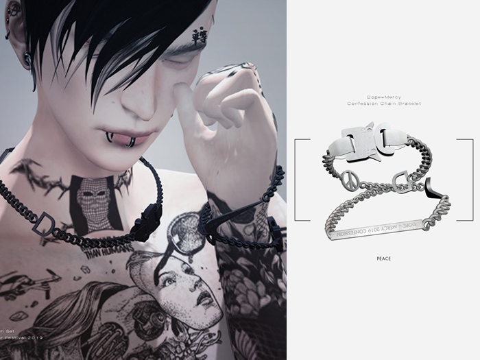 [Dope+Mercy] Confession Chain Bracelet__peace (Silver)