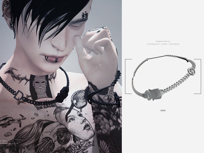 [Dope+Mercy]Confession Chain Necklace_smile(Silver)ADD