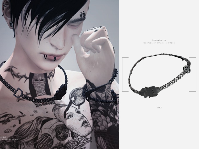[Dope+Mercy] Confession Chain Necklace_smile (Black)