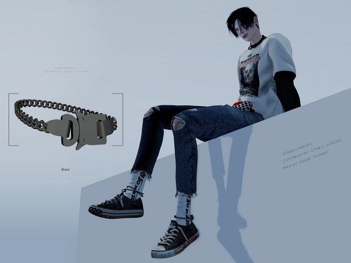 [Dope+Mercy]Confession Chain Anklet_Black(ADD)