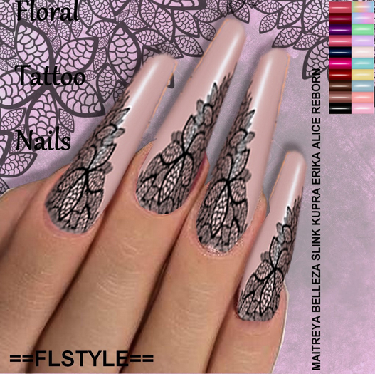 ==FLSTYLE== FLORAL TATTOO NAILS