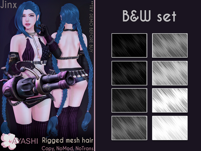 [^.^Ayashi^.^] Jinx hair-B&W set