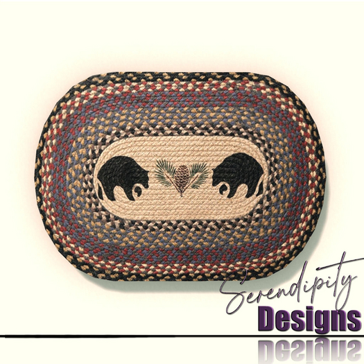 Serendipity Designs - Black Bear Oval Braided Rug