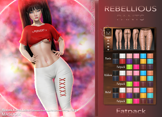 [[ Masoom ]] Rebellious Pants FATPACK - Ebody Reborn, Kupra, Legacy, Legacy Perky, Lara, Lara Petite, Freya