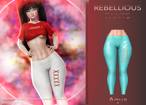 [[ Masoom ]] Rebellious Pants Aqua - Ebody Reborn, Kupra, Legacy, Legacy Perky, Lara, Lara Petite, Freya