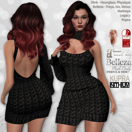 Sweater Dress Black: Belleza Venus Isis Freya, Kupra, Maitreya, Legacy, Slink Hourglass Physique