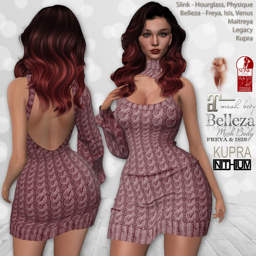 Sweater Dress Pink: Belleza Venus Isis Freya, Kupra, Maitreya, Legacy, Slink Hourglass Physique