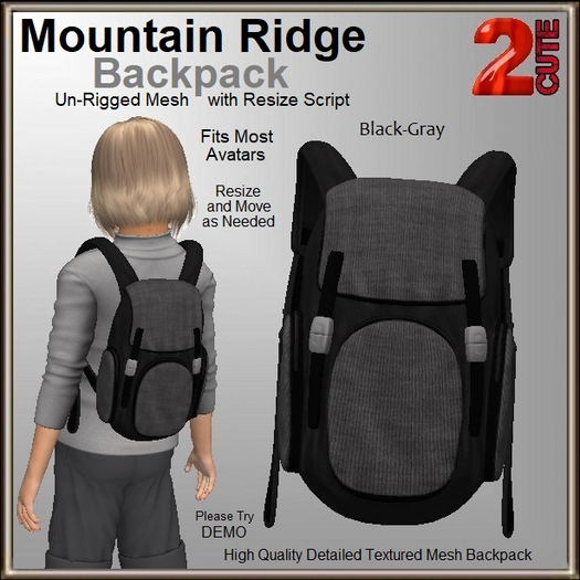 Mountain Ridge Backpack [2cute] Black-Gray