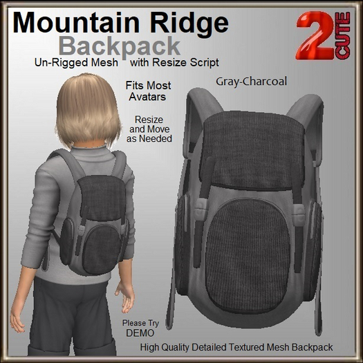 Mountain Ridge Backpack [2cute] Gray-Charcoal