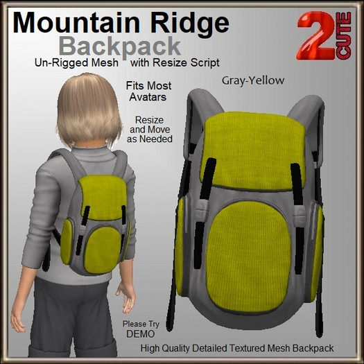 Mountain Ridge Backpack [2cute] Gray-Yellow