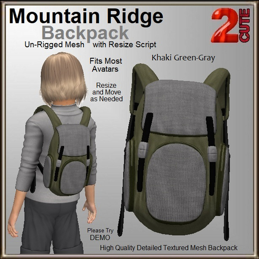 Mountain Ridge Backpack [2cute] Khaki Green-Gray