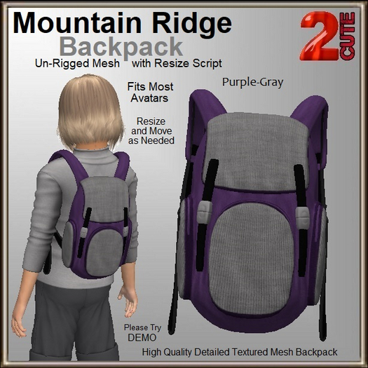 Mountain Ridge Backpack [2cute] Purple-Gray