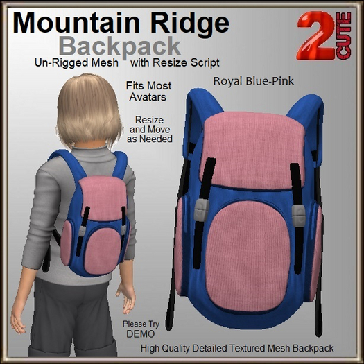 Mountain Ridge Backpack [2cute] Royal Blue-Pink