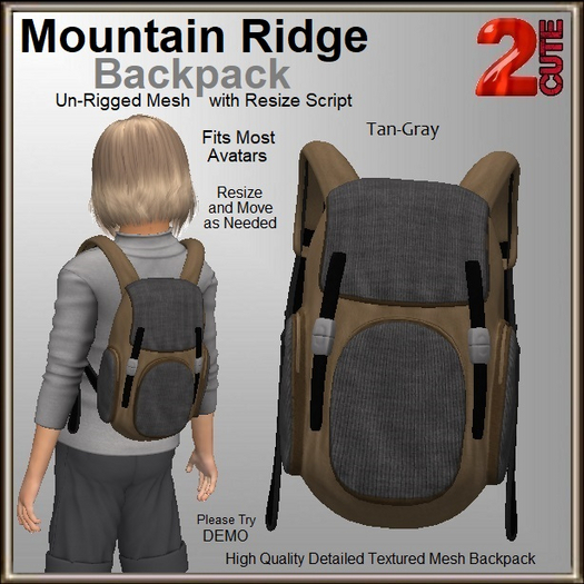 Mountain Ridge Backpack [2cute] Tan-Gray