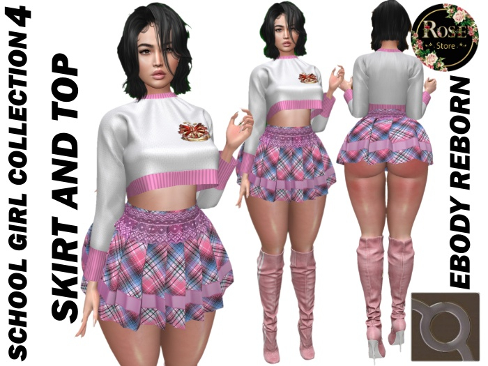 .::ROSE::.SCHOOL GIRL COLLECTION 4 TOP AND SKIRT EBODY REBORN {Add Me}