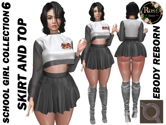 .::ROSE::.SCHOOL GIRL COLLECTION 6 TOP AND SKIRT EBODY REBORN {Add Me}