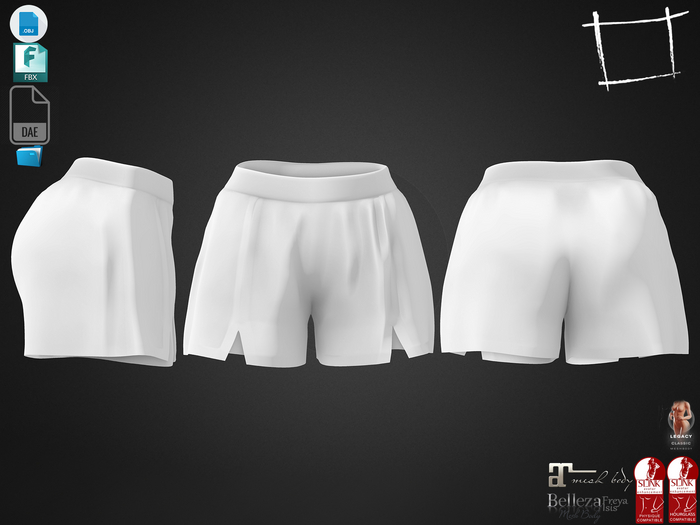 Dae Obj FBX For Female Boxing Shorts Maitreya, Slink (Physique,Hourglass), Belleza, Legacy