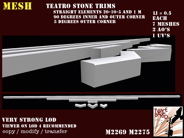 "TB" Teatro Stone trims M2269 M2275