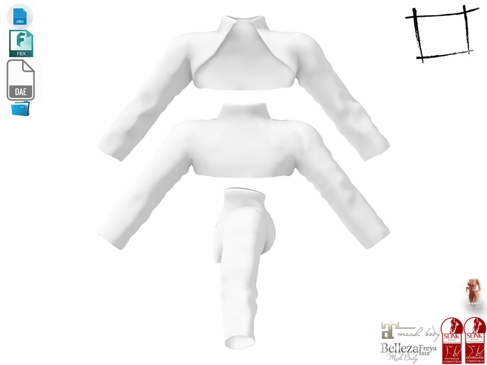 Dae Obj FBX For Long Sleeves Bolero Jacket Maitreya, Slink (Physique,Hourglass), Belleza, Legacy