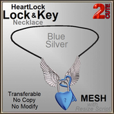 2cute HeartLock Lock & Key Blue Silver Necklace
