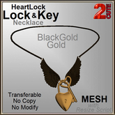 2cute HeartLock Lock & Key BlackGold Gold Necklace