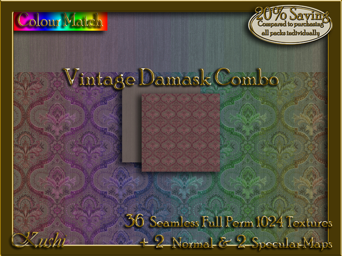 Vintage Damask Combo Seamless Texture Set