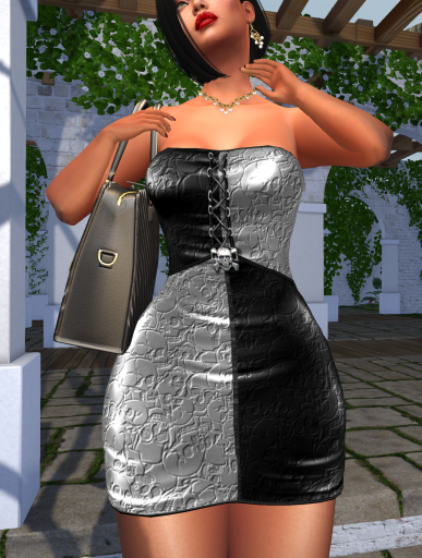 Style by Rafaela Skull Mini Dress Set Silver