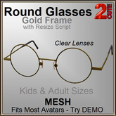 2cute Round Glasses -Gold