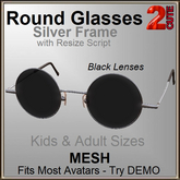 2cute Round Glasses -Silver /Black Lense