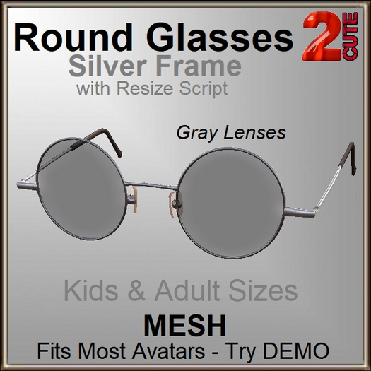 2cute Round Glasses -Silver /Gray Lense