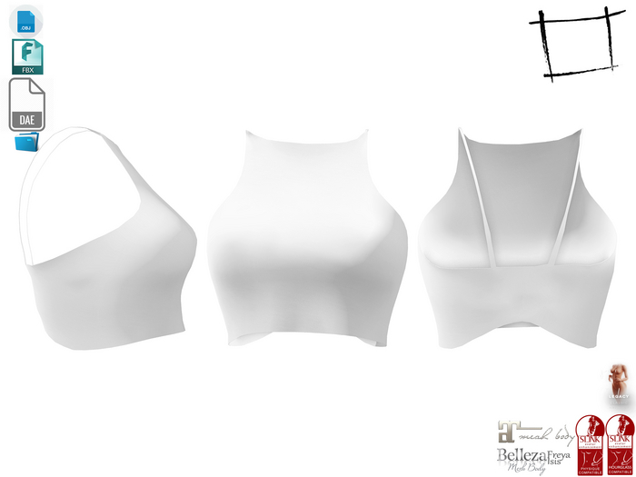 Dae Obj FBX For Straps Back Crop Top Maitreya, Slink (Physique,Hourglass), Belleza, Legacy