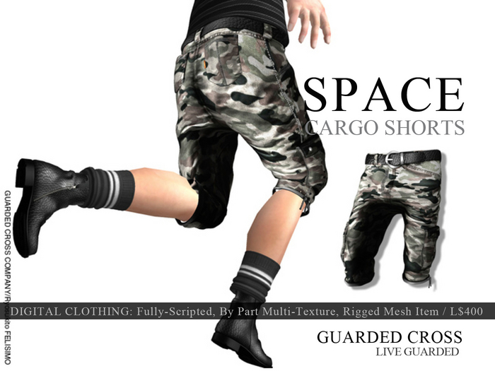 * GUARDED CROSS/Men’s-Wear * Space Cargo Shorts